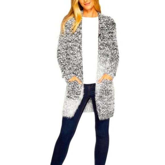 Bobeau Harper Open Front Eyelash Cardigan Longline With Pockets NWOT NEW - Picture 1 of 12